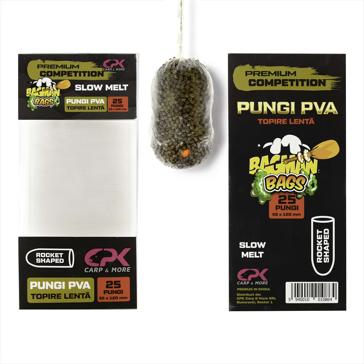 PUNGI PVA BAGMAN 55/120 mm PREMIUM COMPETITION 25 buc SLOW MELT