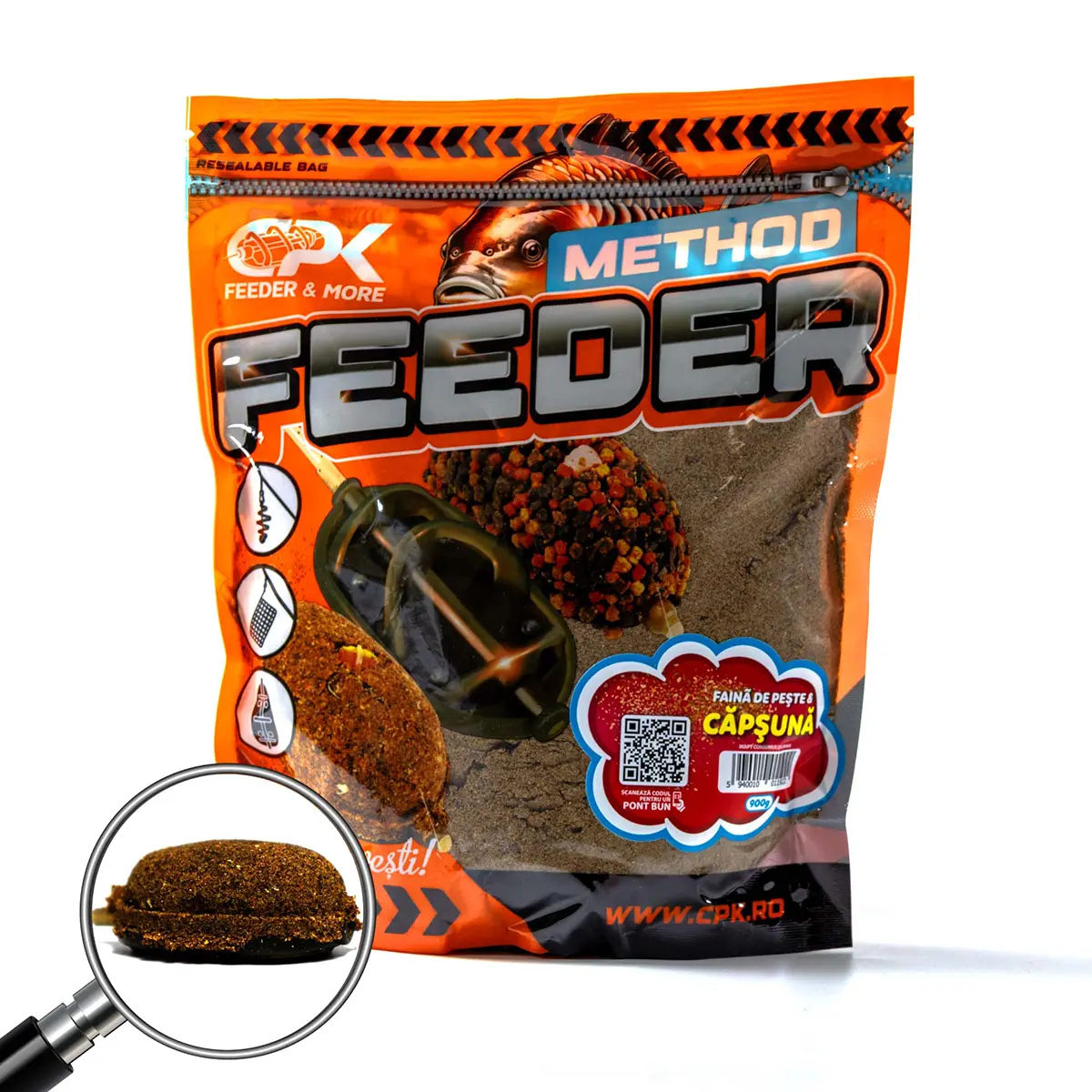 GROUNDBAIT METHOD FEEDER FAINA DE PESTE & CAPSUNA 900g