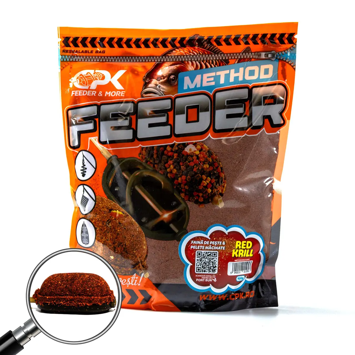 GROUNDBAIT METHOD FEEDER FAINA DE PESTE & PELETE MACINATE RED KRILL 900g