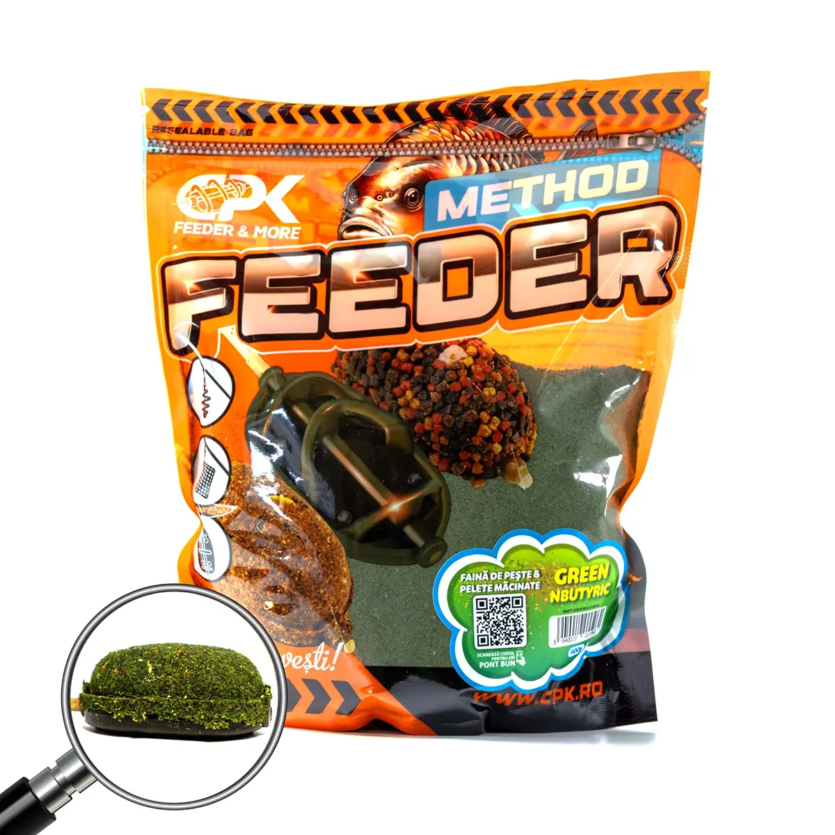 GROUNDBAIT METHOD FEEDER FAINA DE PESTE & PELETE MACINATE GREEN NBUTYRIC 900g