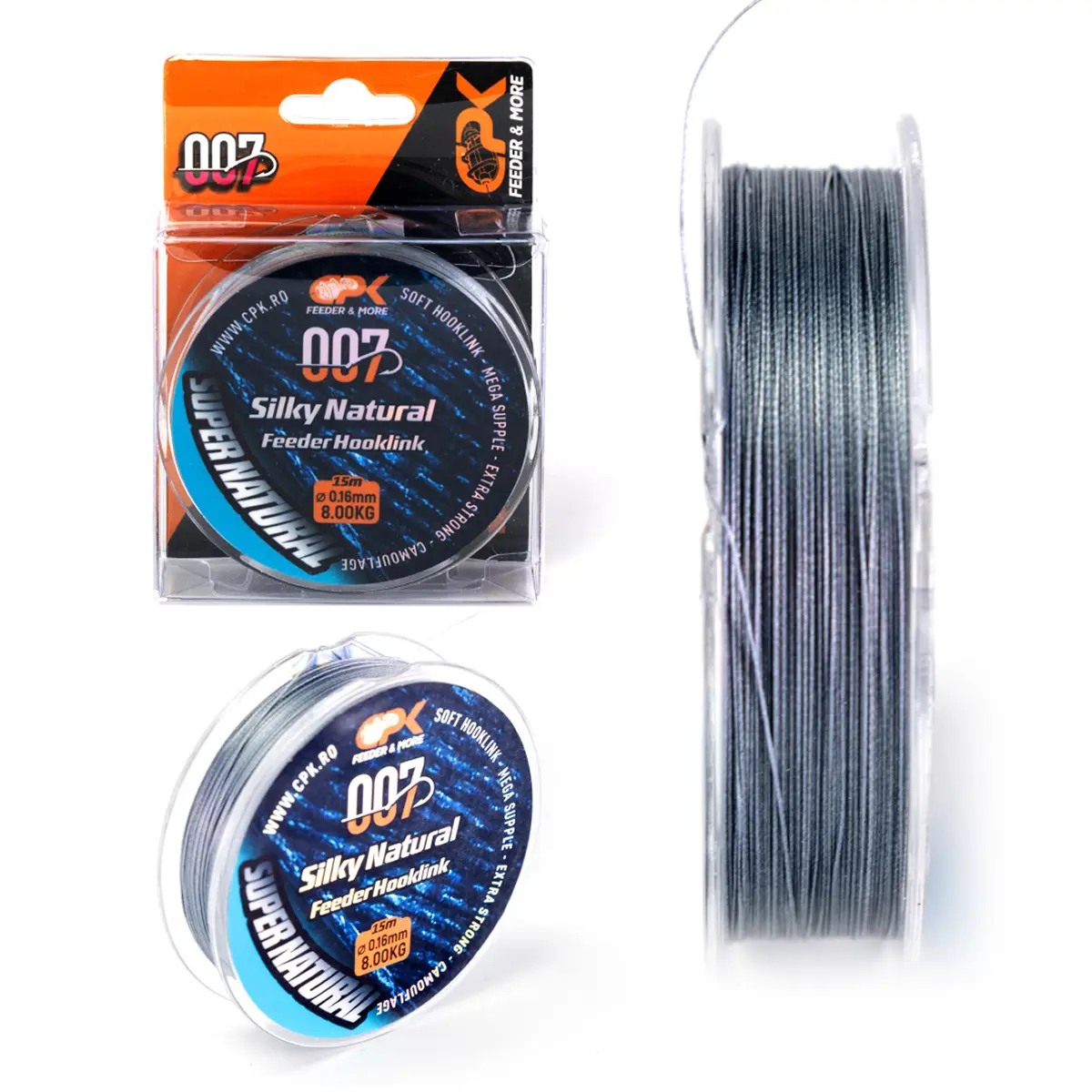 007 CPK SILKY NATURAL Feeder Hooklink 0.14mm / 5.44kg GREY