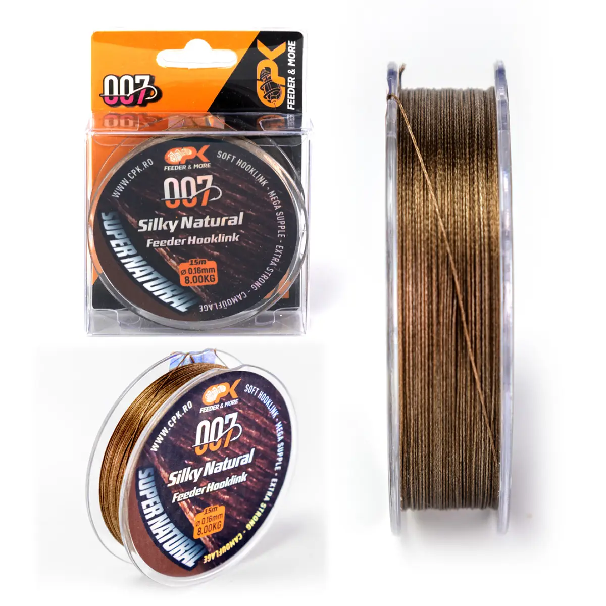 007 CPK SILKY NATURAL Feeder Hooklink 0.16mm / 8kg BROWN